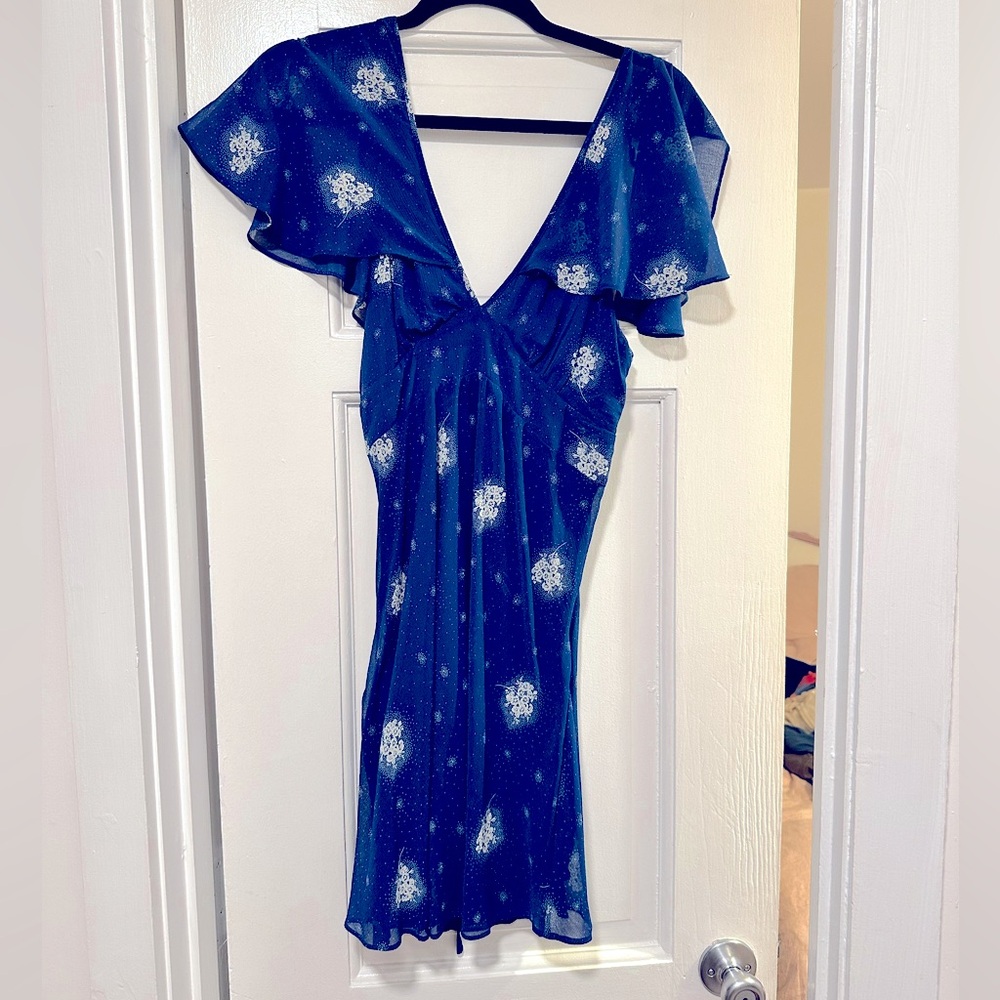 Urban Outfitters Blue Mini Dress with lace up back Size Small